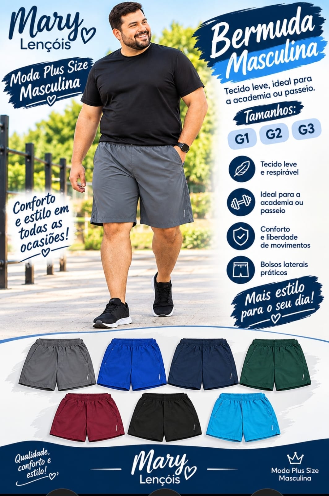 Bermuda Masculina Plus Size