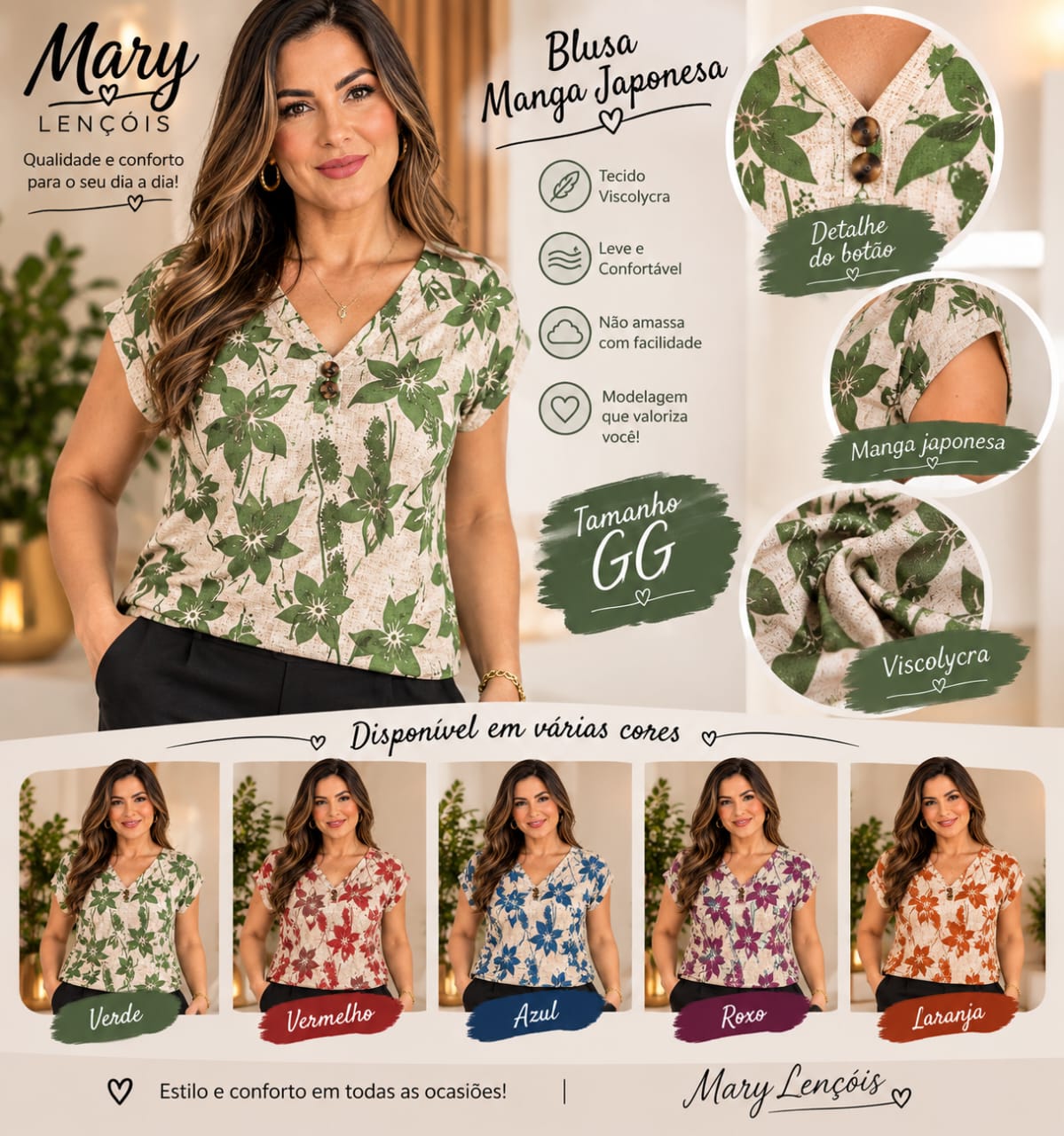 Blusa Manga Japonesa Floral