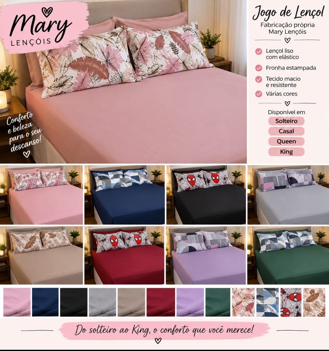 Jogo de Lençol Estampado Mary Lençóis